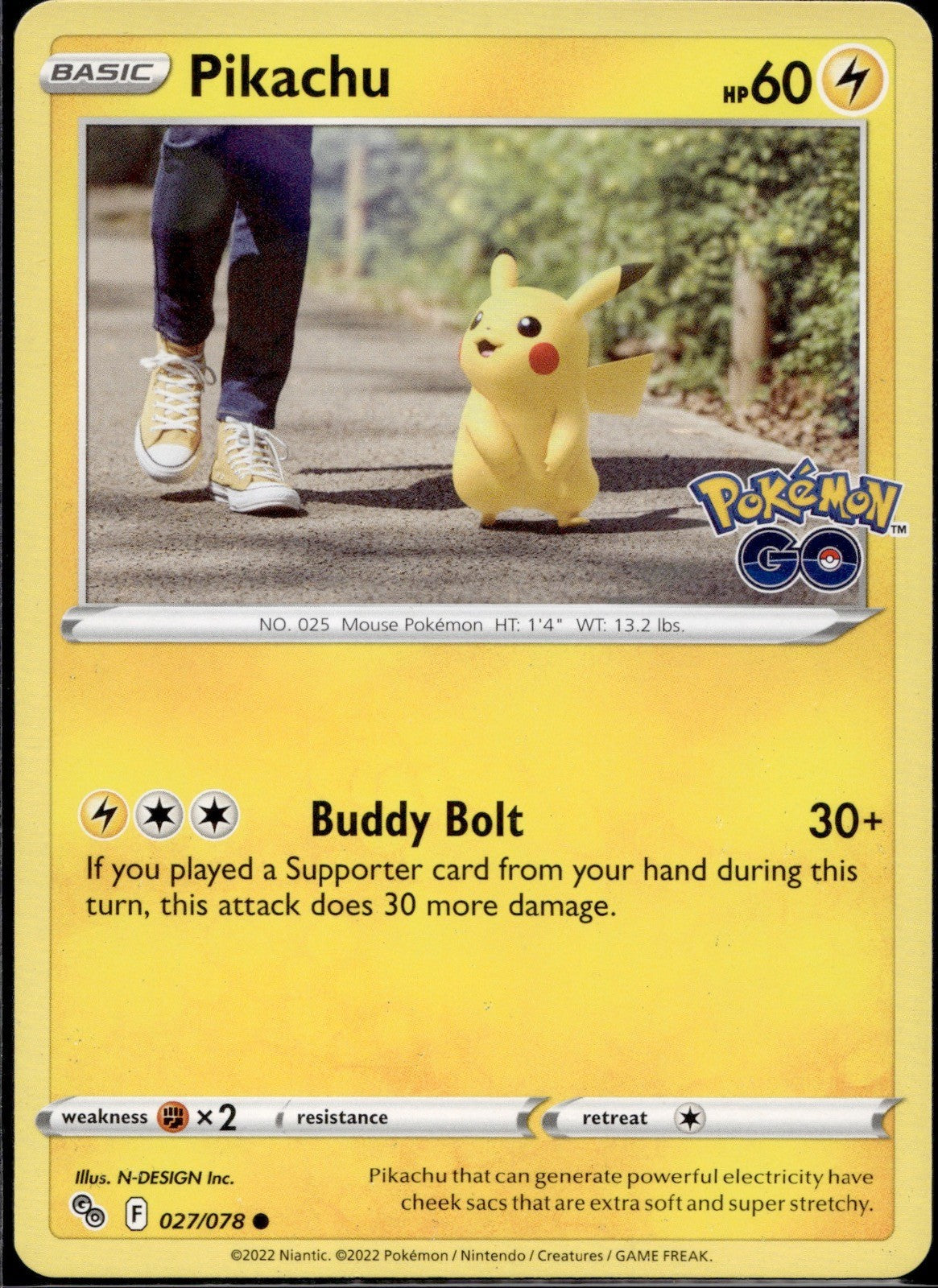 Pikachu 027/078 PGO Pokemon GO Pokemon Lightly Played