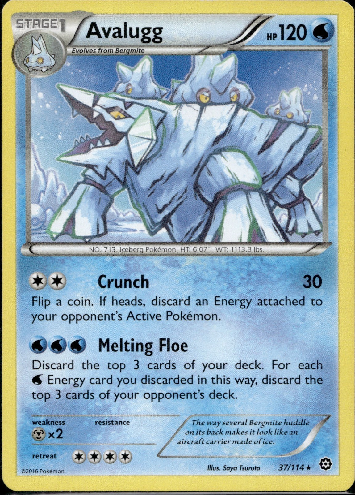 Avalugg 37/114 STS Steam Siege Pokemon Lightly Played