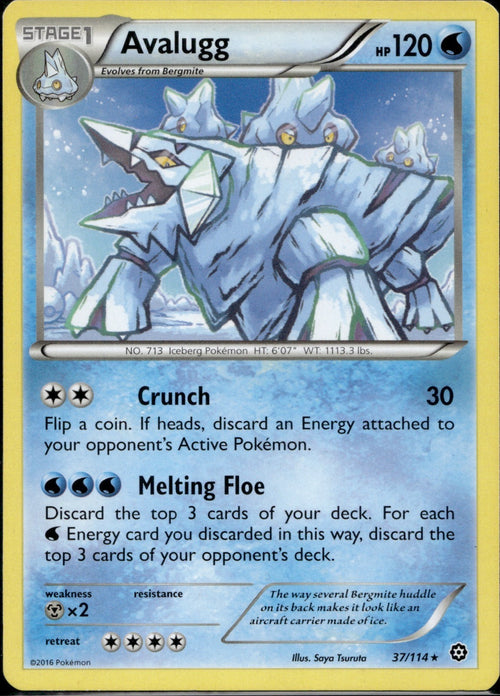 Avalugg 37/114 STS Steam Siege Pokemon Lightly Played