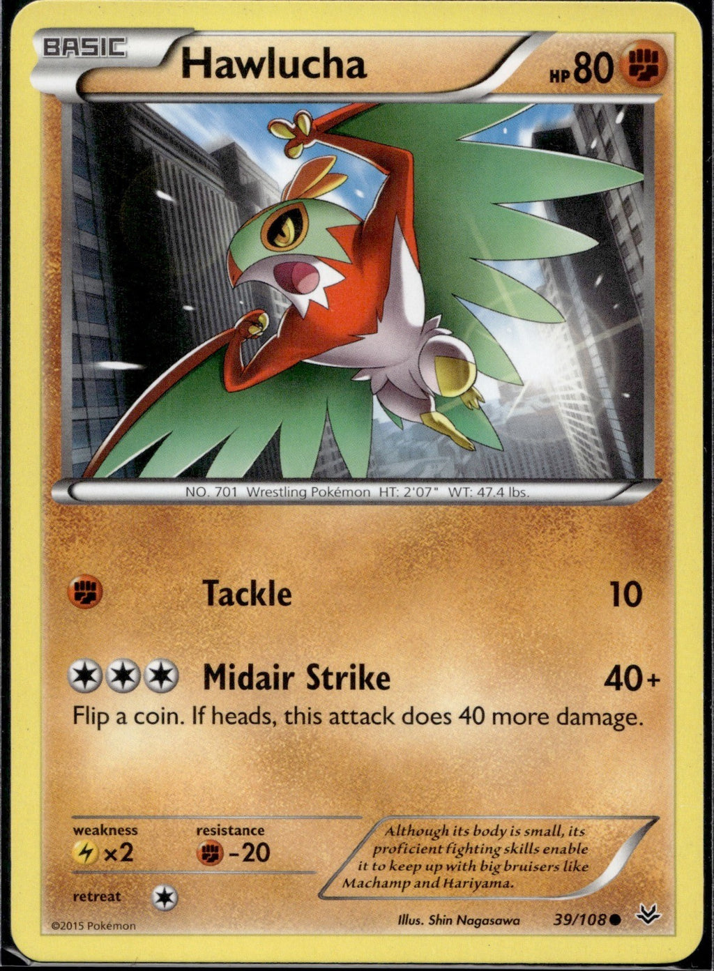 Hawlucha 39/108 ROS Roaring Skies Pokemon Lightly Played