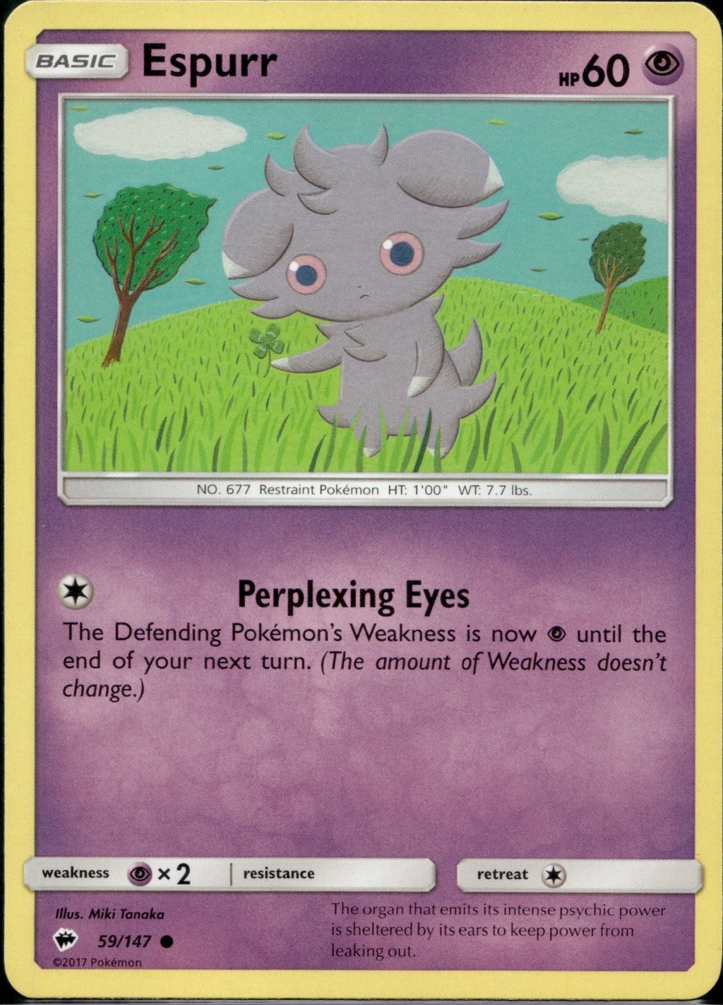 Espurr 59/147 BUS Burning Shadows Pokemon Lightly Played