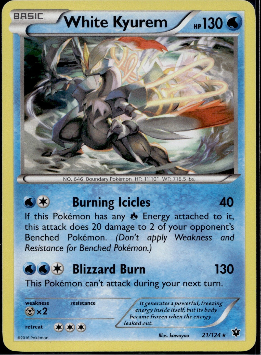 White Kyurem 21/124 FCO Fates Collide Pokemon Holo Lightly Played