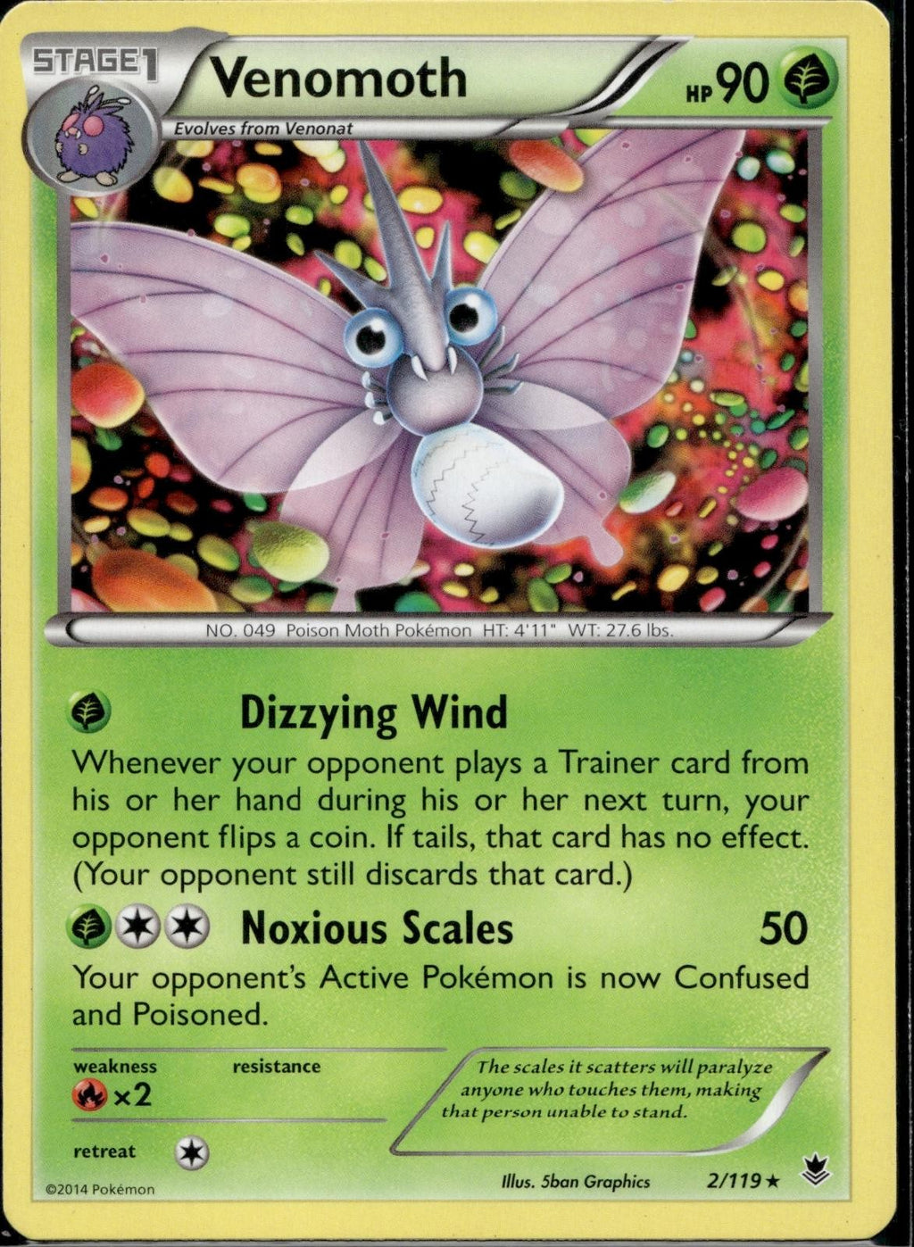 Venomoth 2/119 PHF Phantom Forces Pokemon Lightly Played