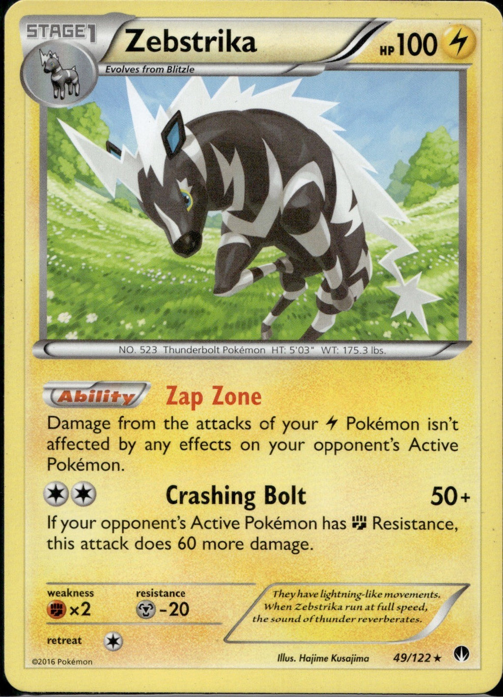 Zebstrika 49/122 BKP BREAKpoint Pokemon Lightly Played